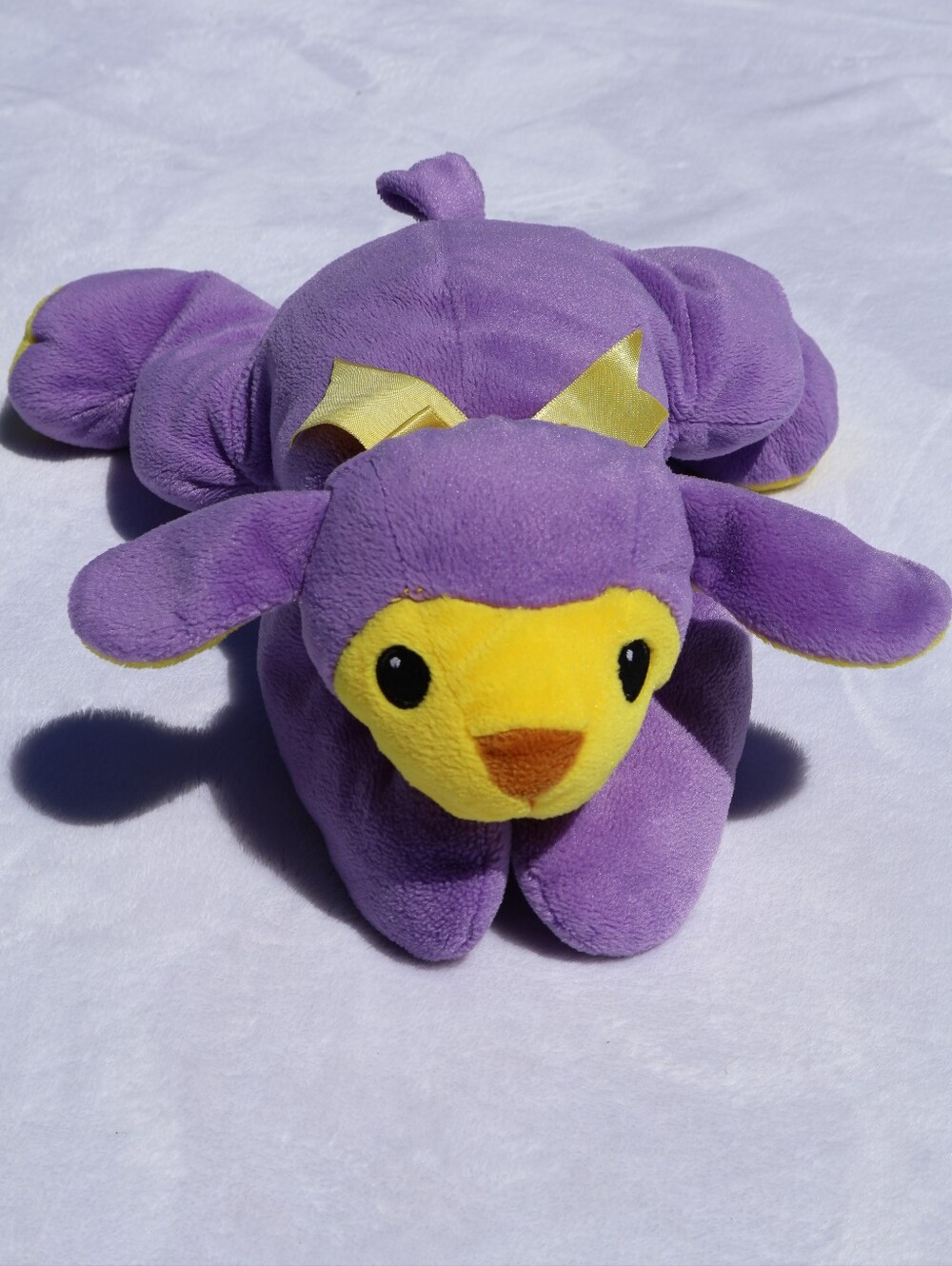 1998 Ty Pillow Pals Baba the Purple & Yellow Lamb Yellow Ribbon Plush Toy